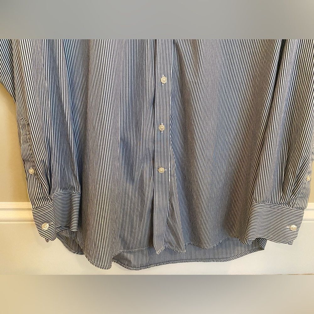 Gap Navy and White Striped Button Down Dress Shirt Men's Sz XL Tall - Picture 5 of 16